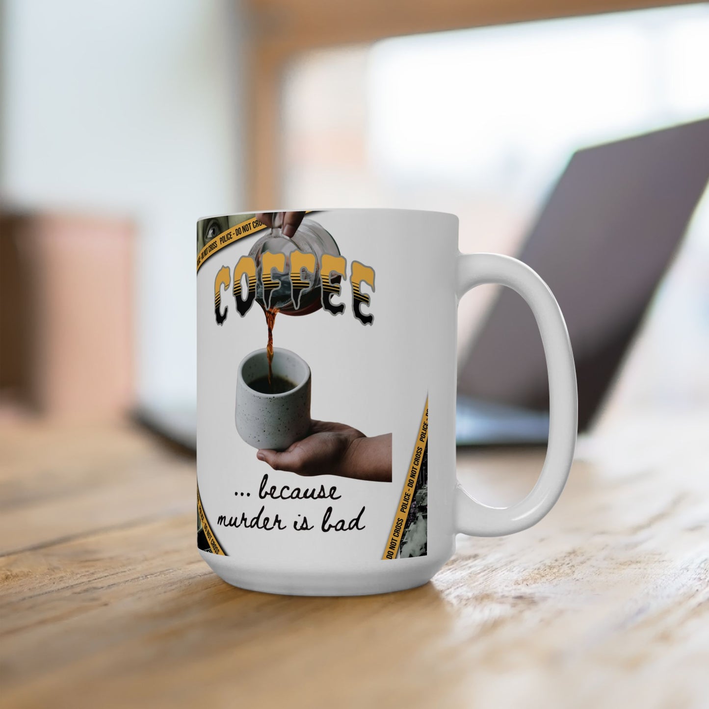 CRIME SHOW ADDICTS - Ceramic Mug - Crime Scene Theme, 11oz & 15oz Options