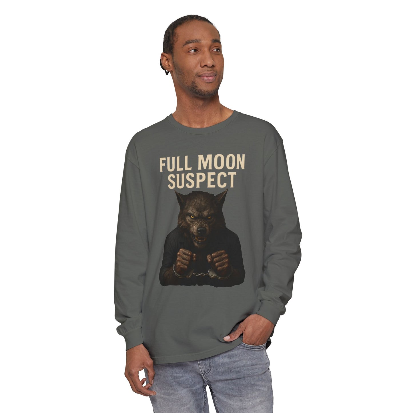Halloween Long Sleeve Tee - Werewolf in Handcuffs Unisex T-Shirt True Crime Show Addict