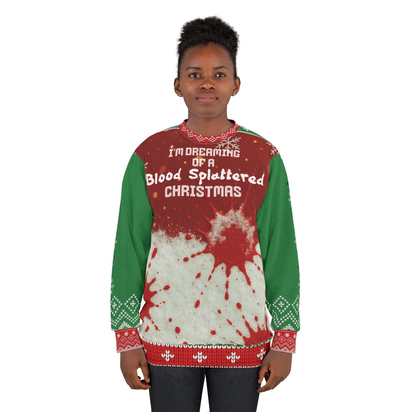 True Crime Christmas Sweater • “Red-Splattered Christmas” Sweatshirt • Dark Humor Xmas Sweater • Funny Crime Show Holiday Gift