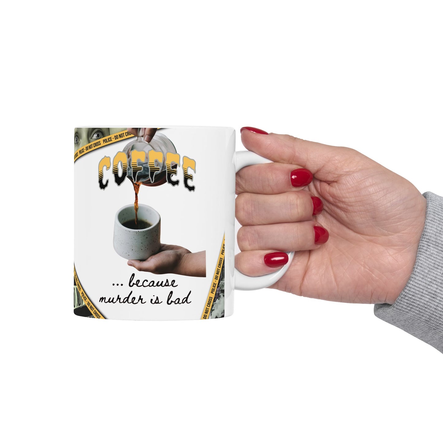 CRIME SHOW ADDICTS - Ceramic Mug - Crime Scene Theme, 11oz & 15oz Options