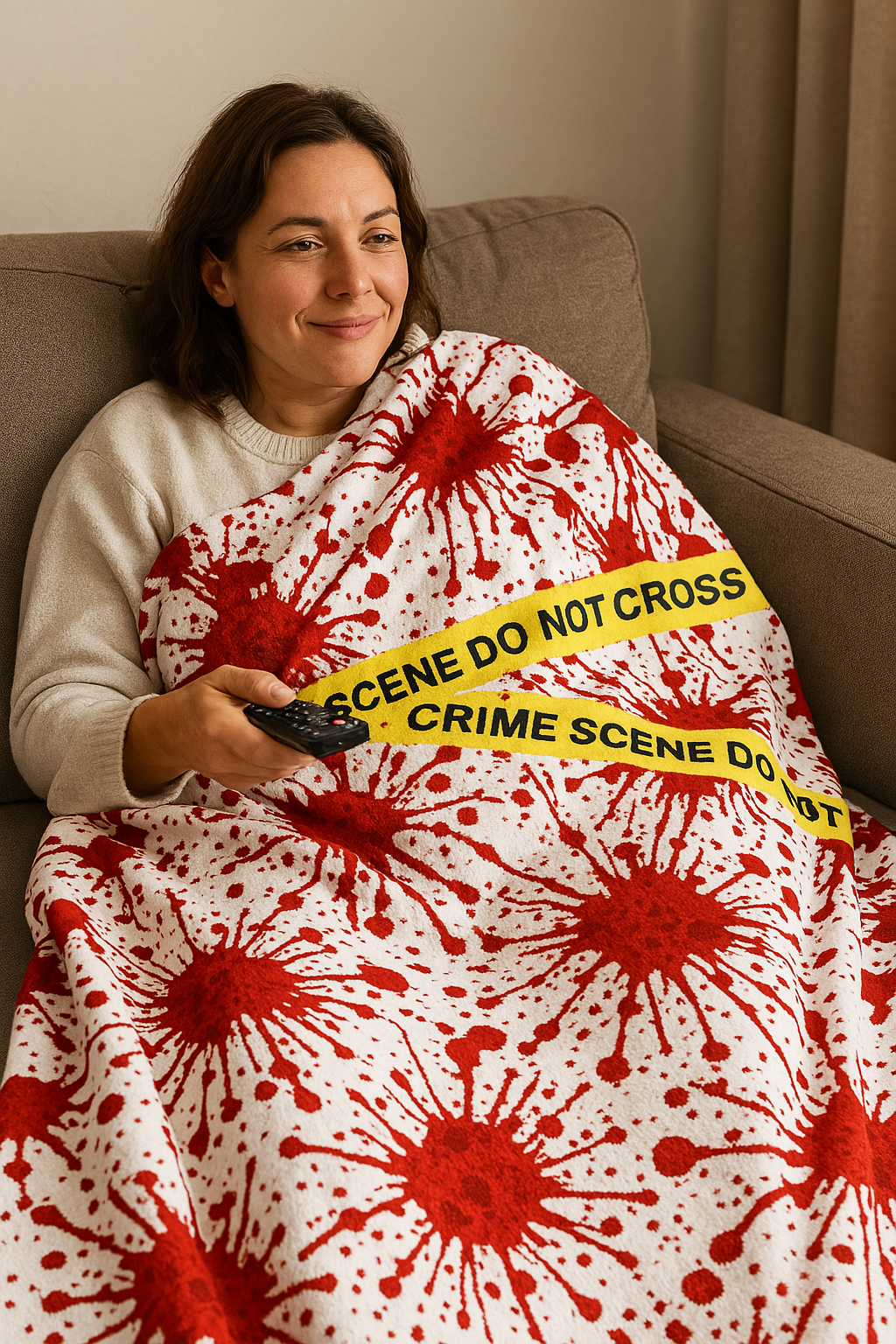 Crime Scene Plush Blanket – Cozy Horror Decor for TRUE CRIME FANATICS