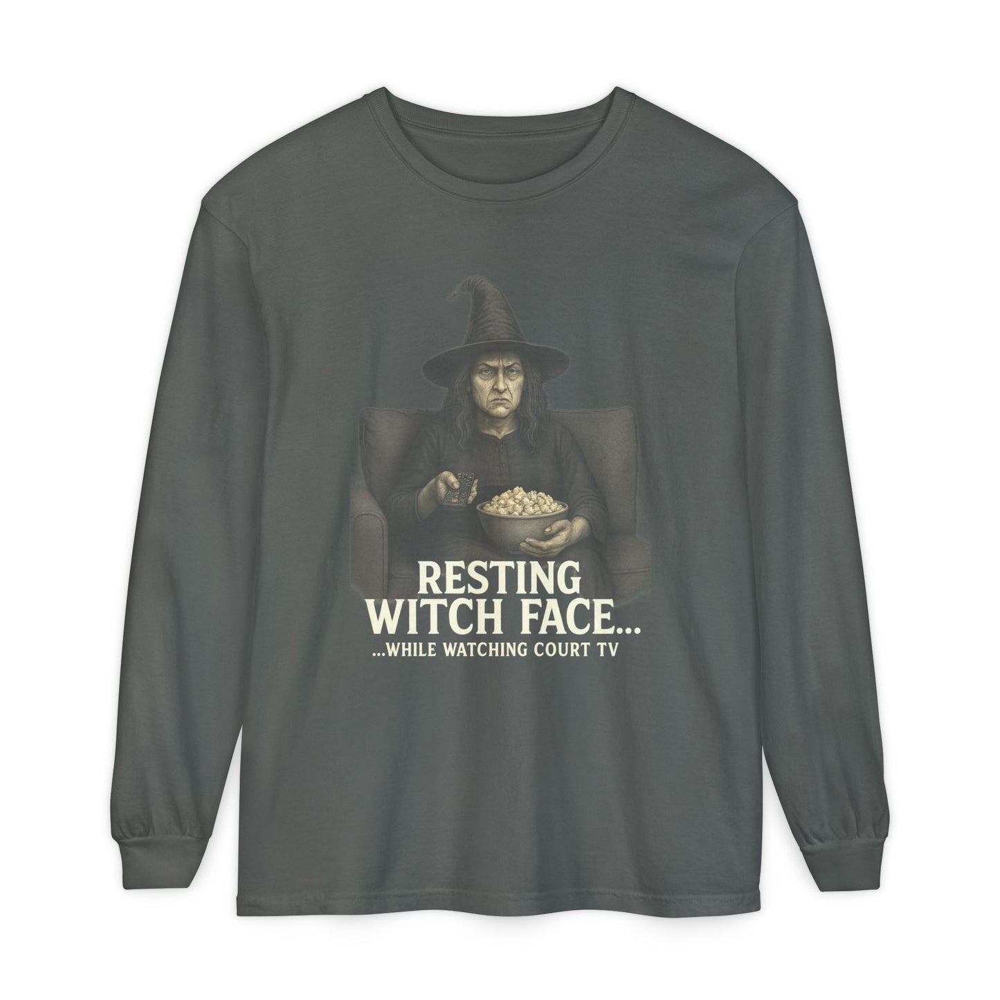 Halloween Witch Long Sleeve Tee - Resting Witch Face, True Crime Lover