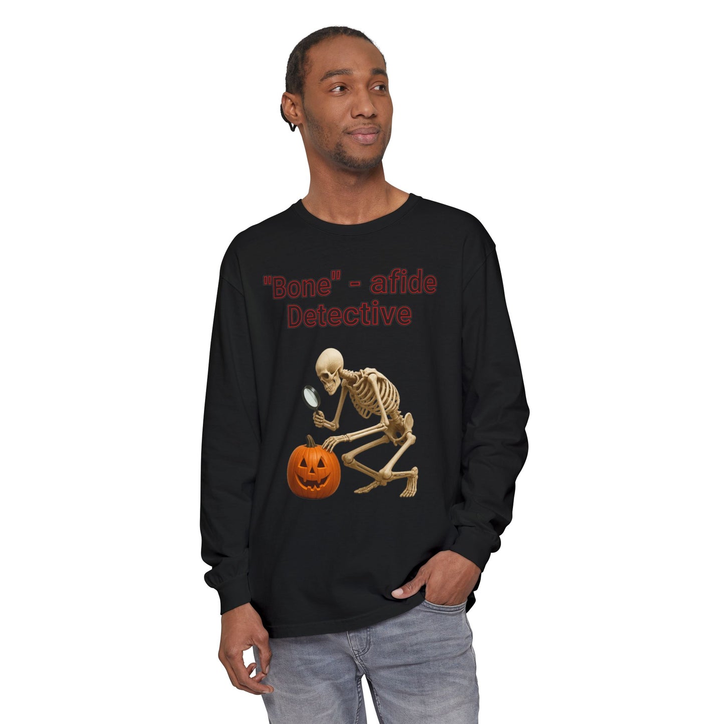 Halloween Skeleton Detective Long Sleeve T-Shirt