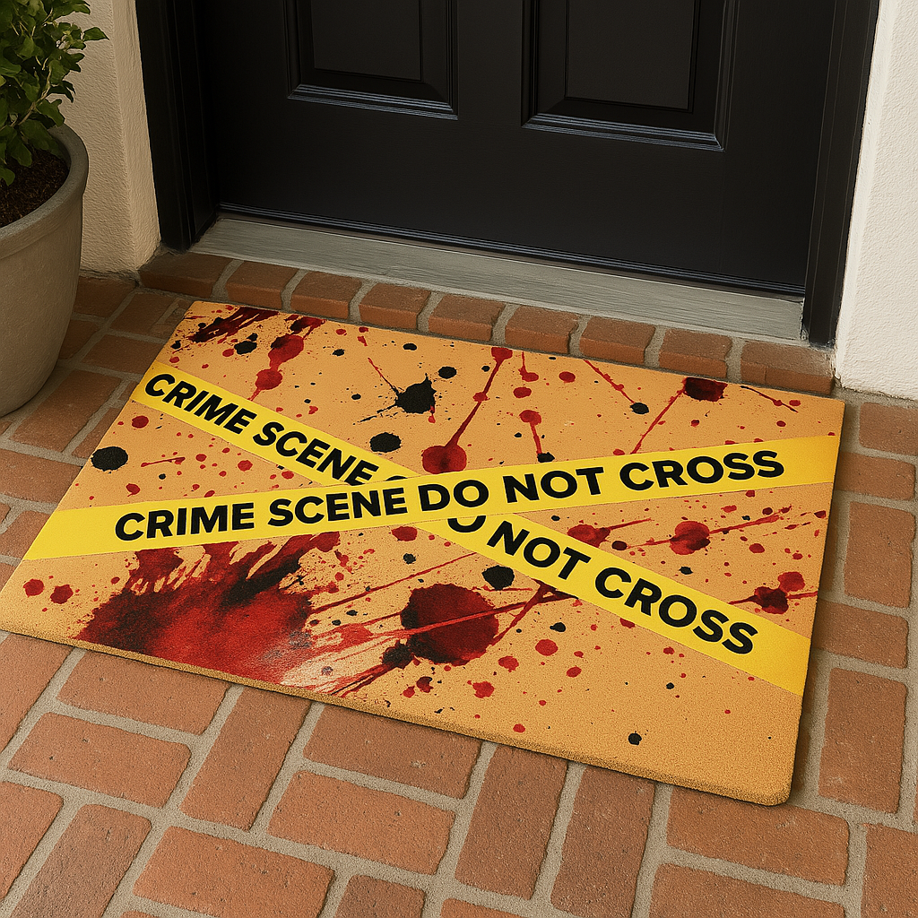 Crime Show Addicts - WELCOME DOOR MAT - Crime Scene