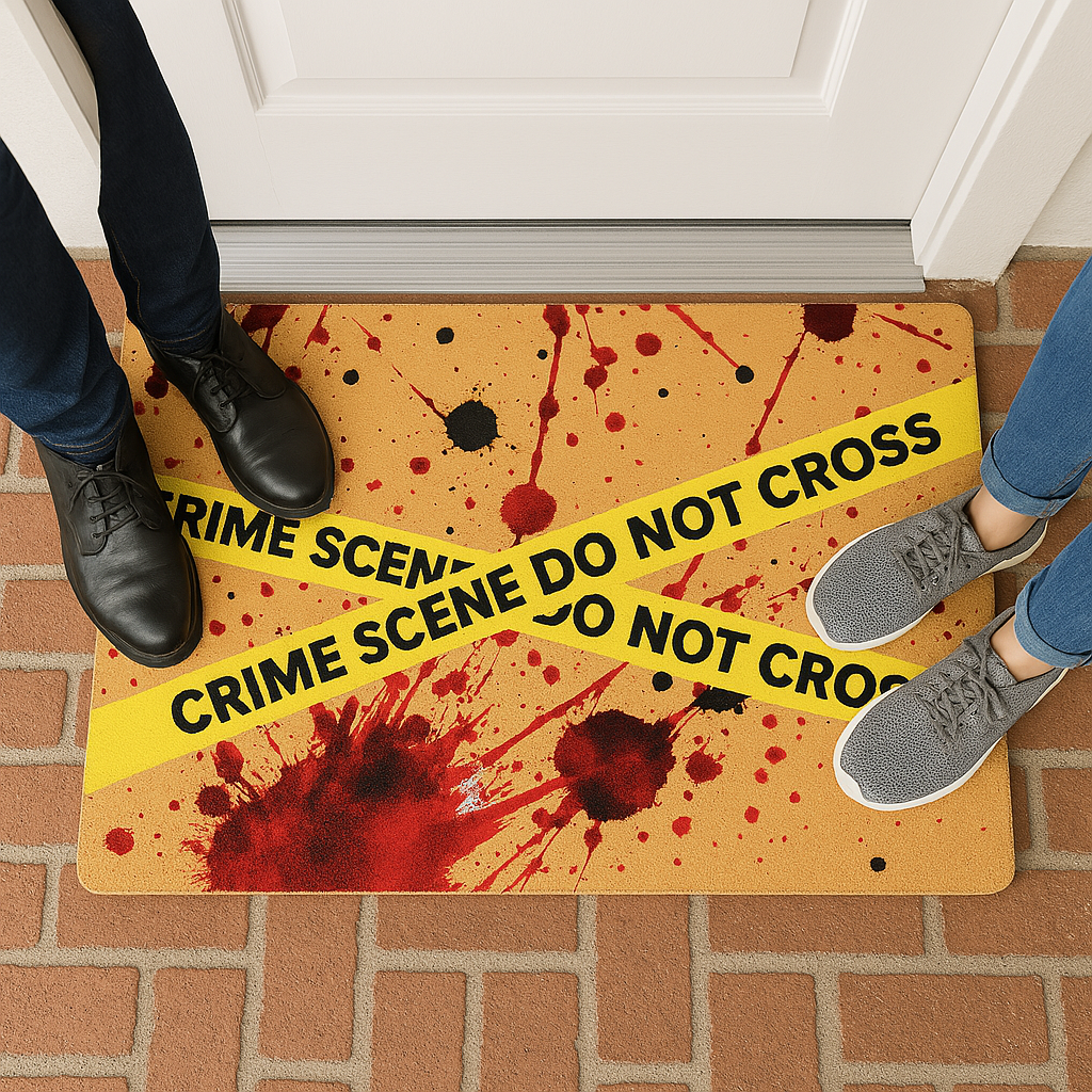 Crime Show Addicts - WELCOME DOOR MAT - Crime Scene