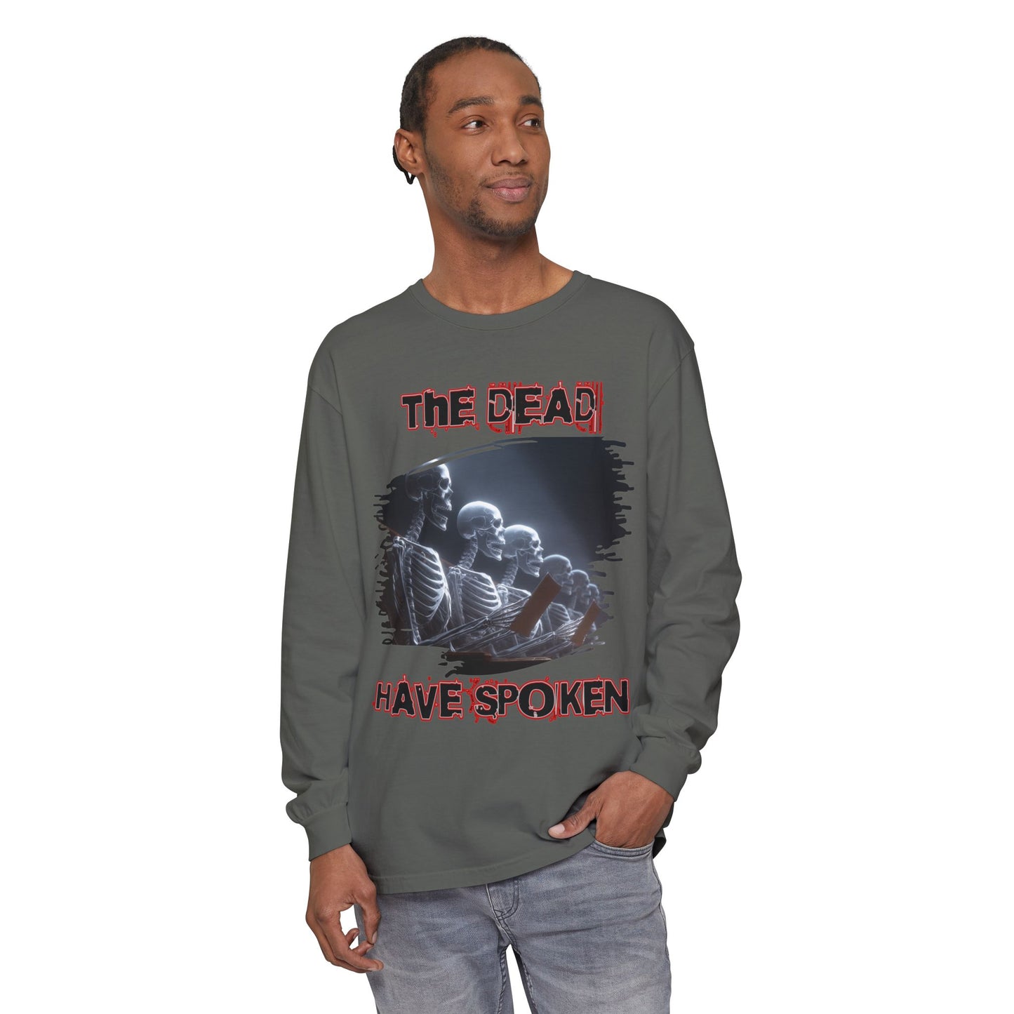Long Sleeve T-Shirt - Skeletal Jury Box Design - The Dead Have Spoken