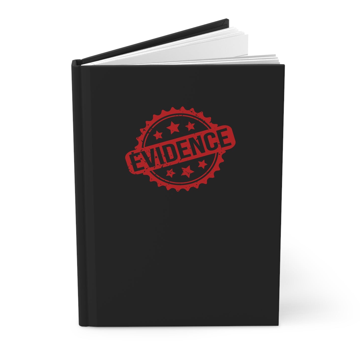 Crime Show Addicts - EVIENCE - Hardcover Journal - Matte Black Journal with Red Stamp Design