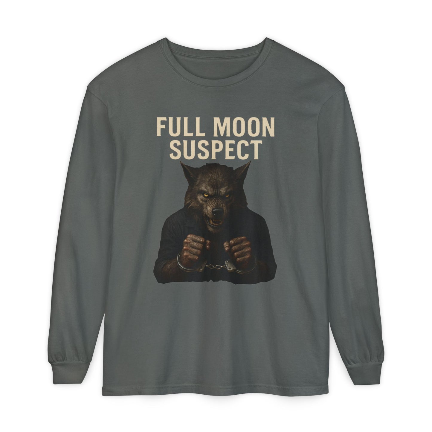 Halloween Long Sleeve Tee - Werewolf in Handcuffs Unisex T-Shirt True Crime Show Addict