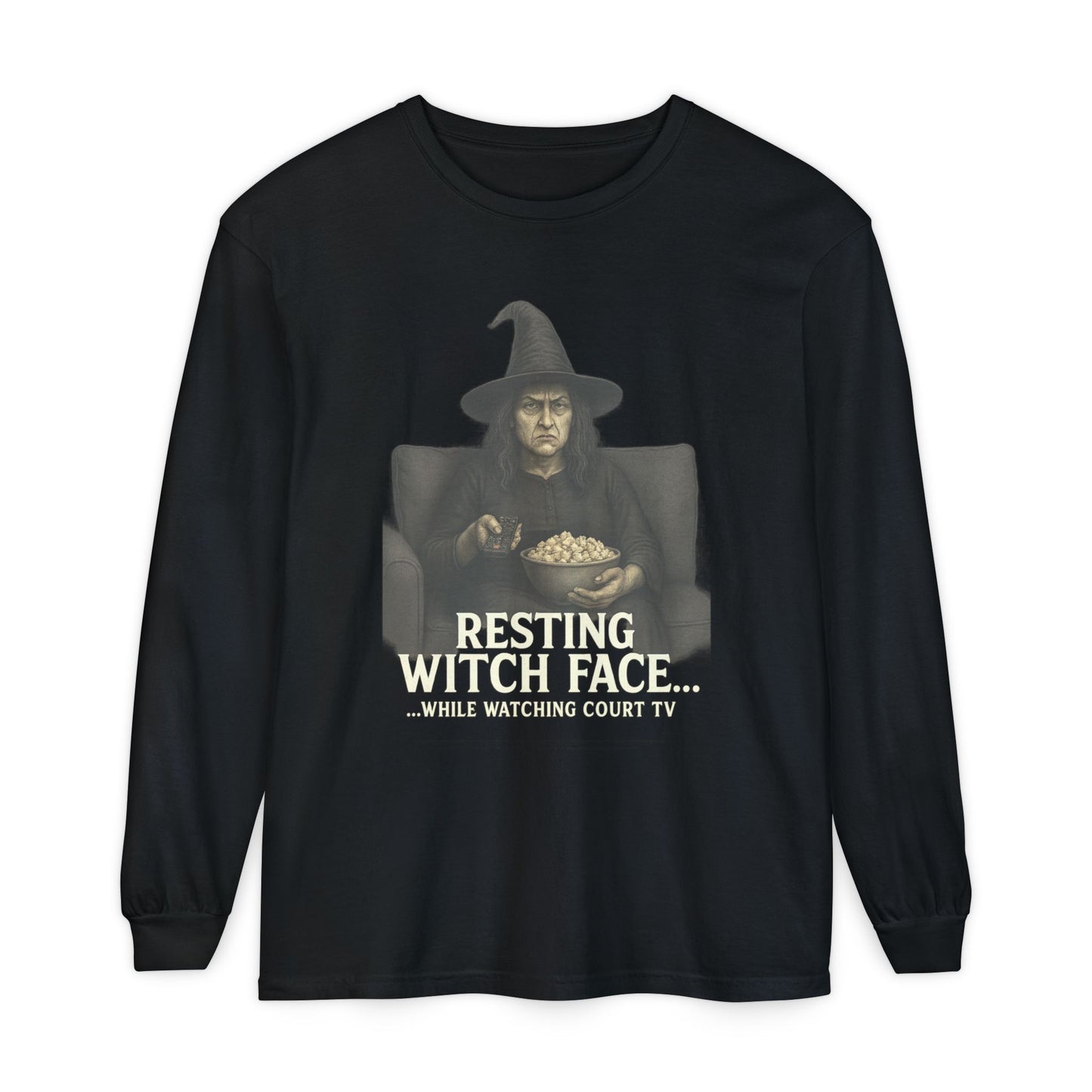 Halloween Witch Long Sleeve Tee - Resting Witch Face, True Crime Lover