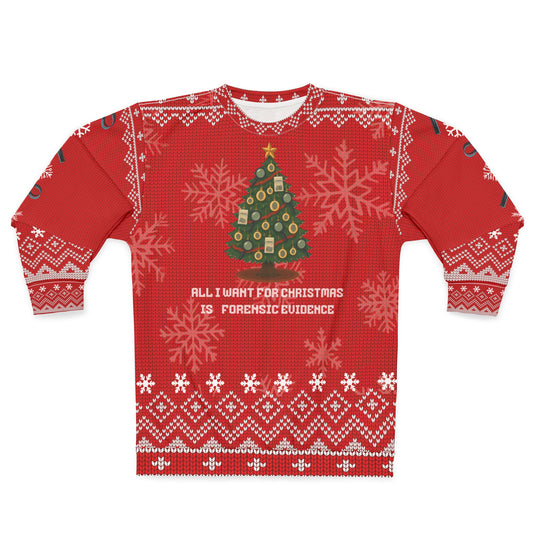 Crime Show Christmas Sweater • Forensic Evidence Xmas Sweatshirt • True Crime Fan Gift • Funny Detective Holiday Sweater • CSI Christmas Top