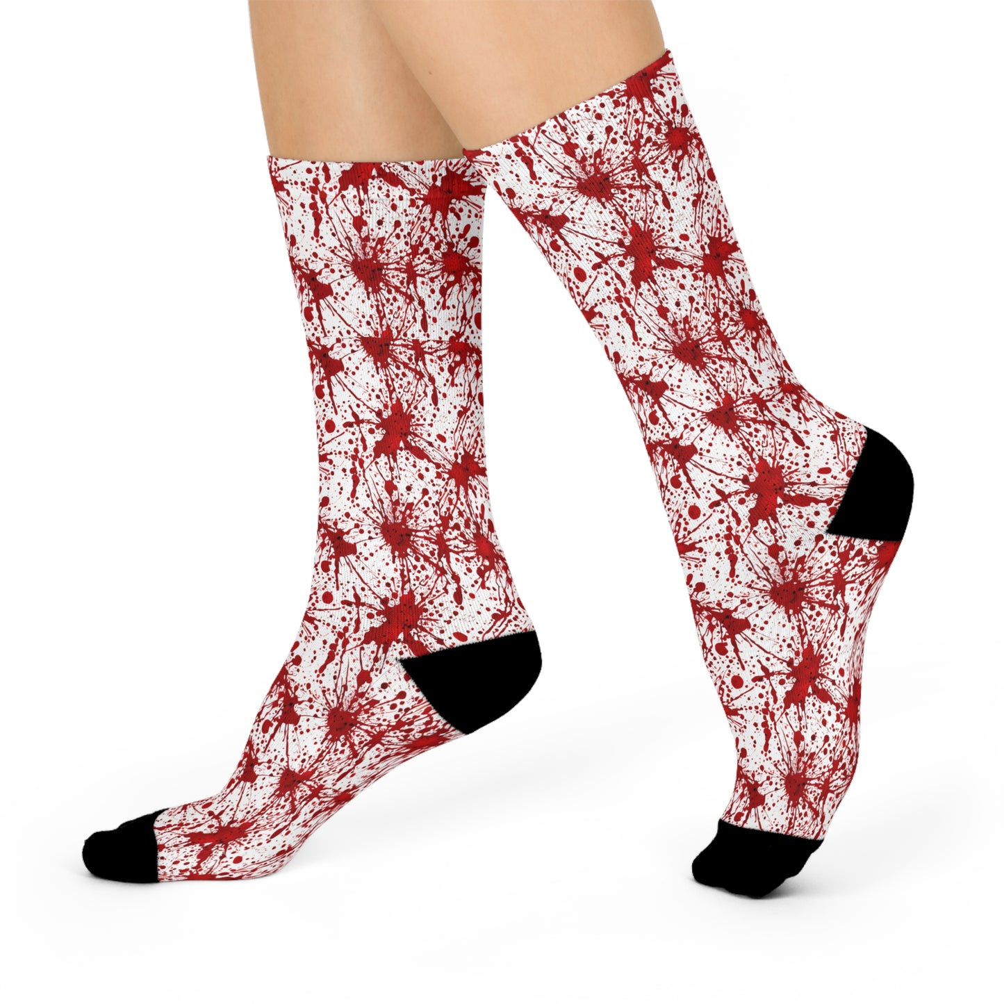 CRIME SHOW ADDICTS Blood Splatter Crew Socks True Crime CSI 48 Hours