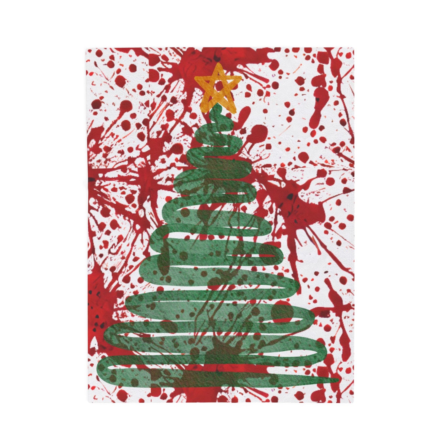 CRIME SHOW ADDICTS True Crime Christmas Blanket – Blood Splatter Tree Cozy Flannel Throw | Horror Holiday Blanket for Crime Show Fans | Soft Winter Couch & Bed Throw