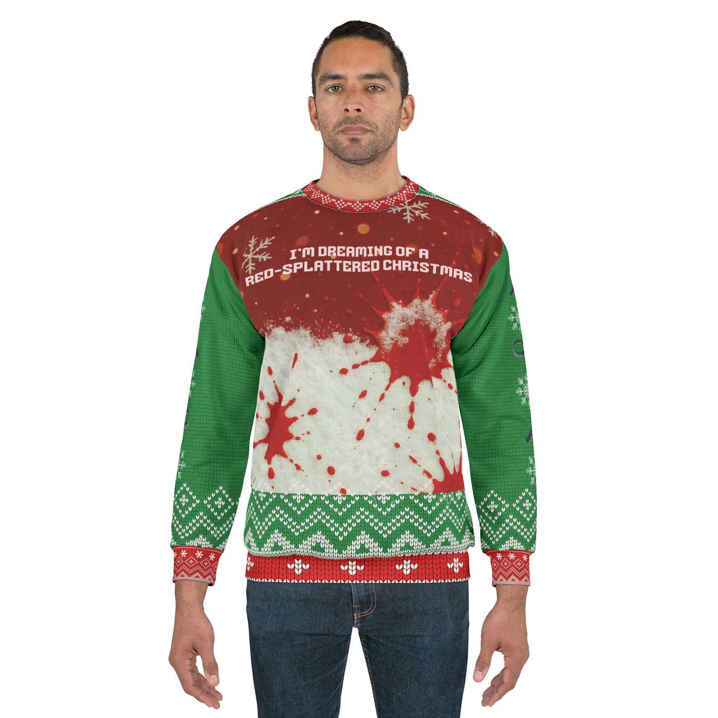 Crime Show Christmas Sweater • Red-Splattered Xmas Sweatshirt • Dark Humor Holiday Sweater • True Crime Fan Gift • Funny Winter Top