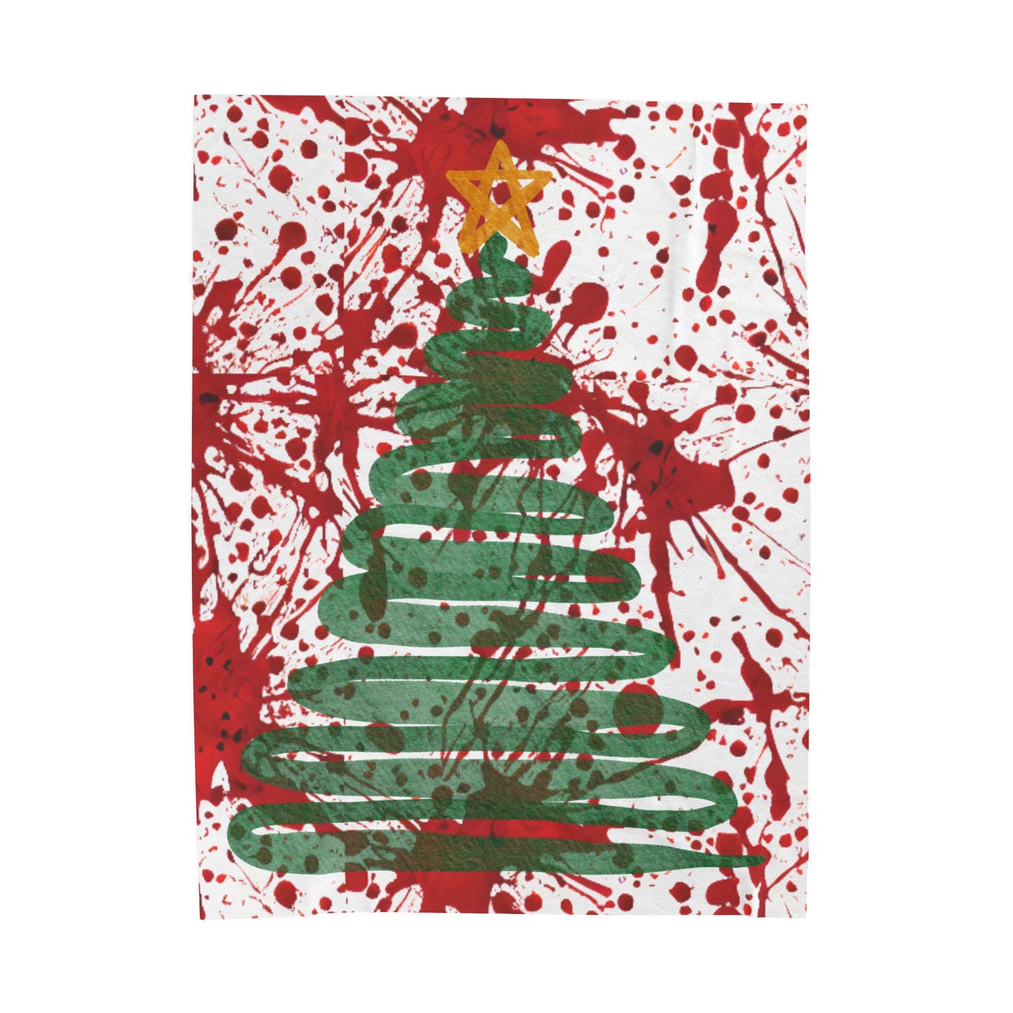 CRIME SHOW ADDICTS True Crime Christmas Blanket – Blood Splatter Tree Cozy Flannel Throw | Horror Holiday Blanket for Crime Show Fans | Soft Winter Couch & Bed Throw