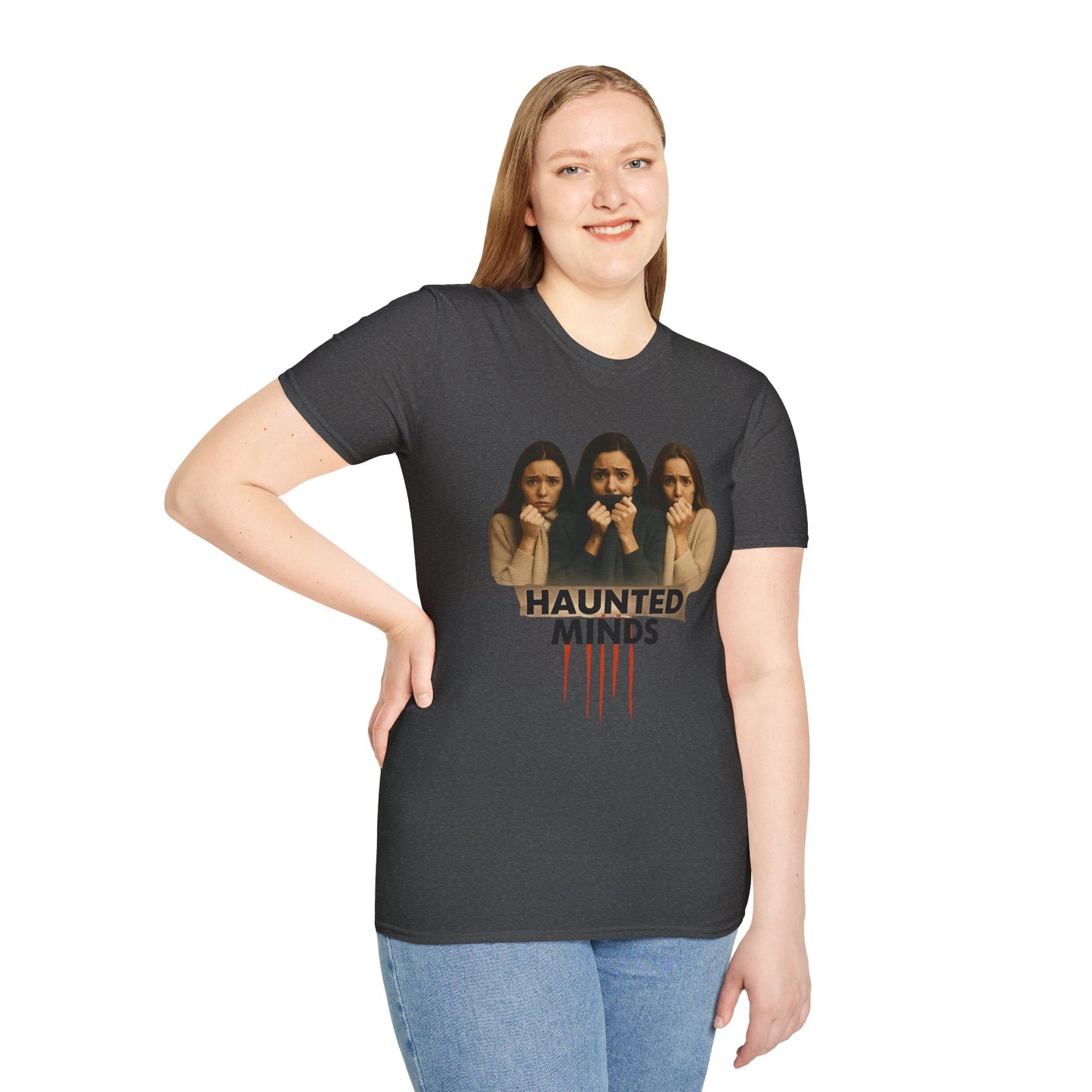 CRIME SHOW ADDICTS - Haunted Minds Unisex Softstyle T-Shirt for Fans of True Crime