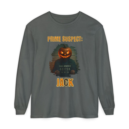 Photorealistic Pumpkin Mask Mugshot Unisex Long Sleeve Shirt, Halloween Costume, Jack-O-Lantern Gift, Fall Apparel, Halloween Party Outfit