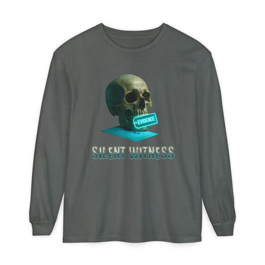 Skull Glow Unisex Long Sleeve T-Shirt - Photorealistic Design, EVIDENCE Tag, Silent Witness, Halloween Shirt, Gothic Clothing