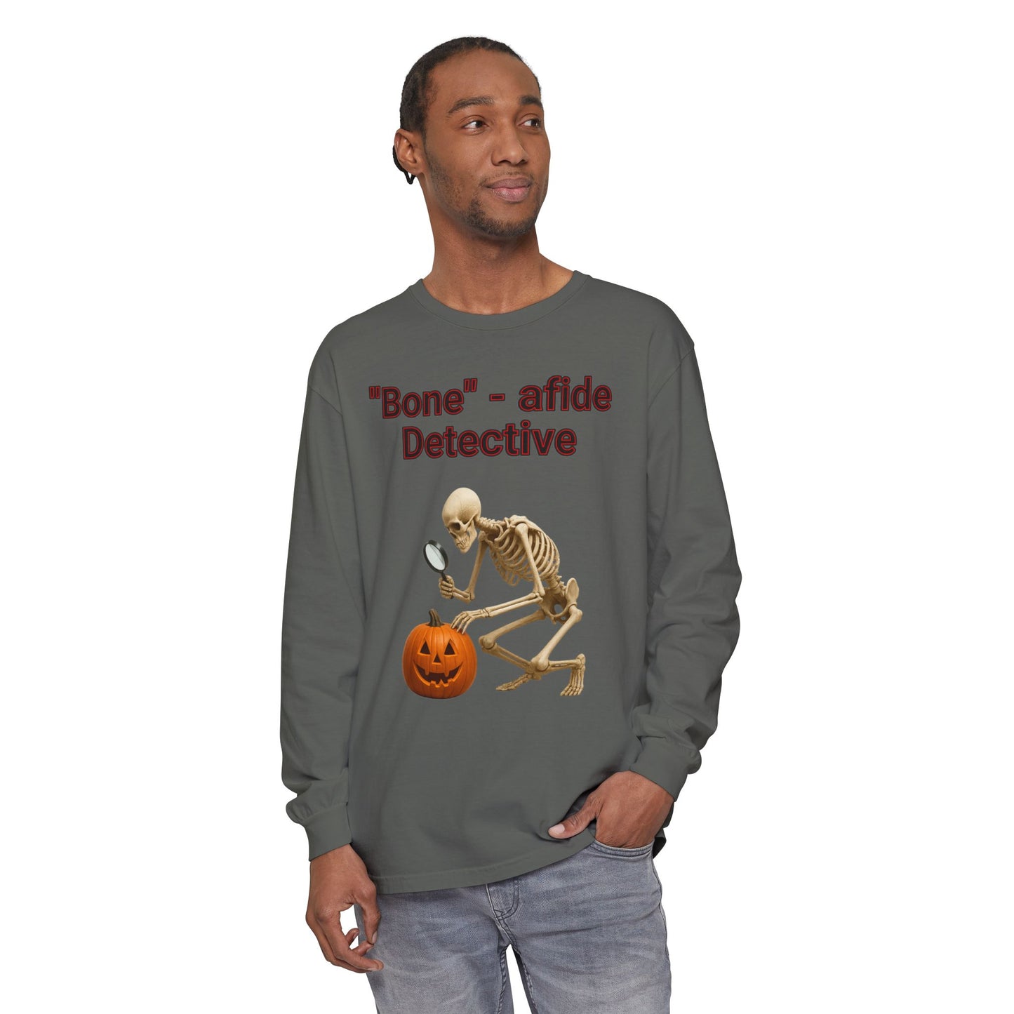 Halloween Skeleton Detective Long Sleeve T-Shirt