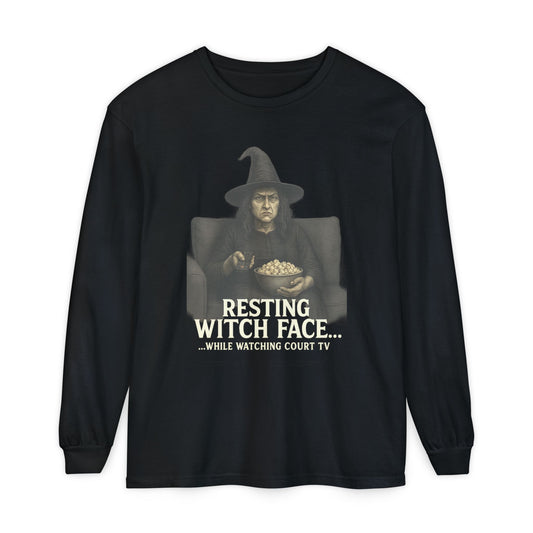 Halloween Witch Long Sleeve Tee - Resting Witch Face, True Crime Lover
